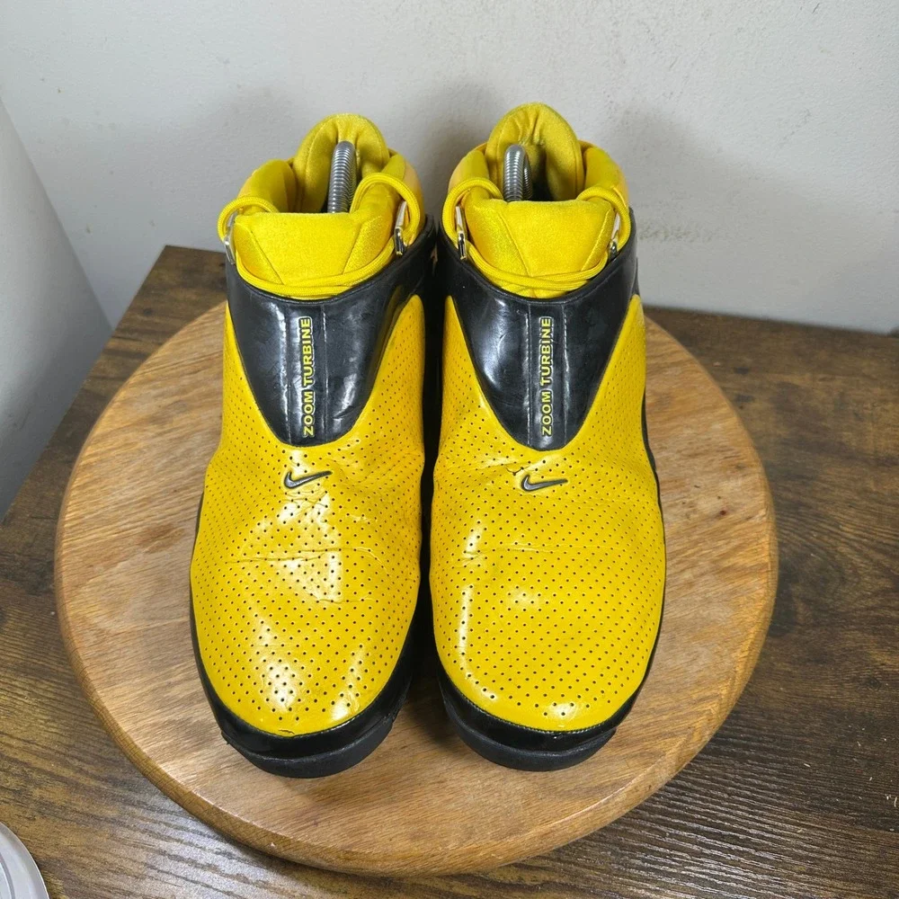 Nike Air Zoom Turbine Mens 11.5 Yellow Black Vintage 2002 Basketball 304070-771
